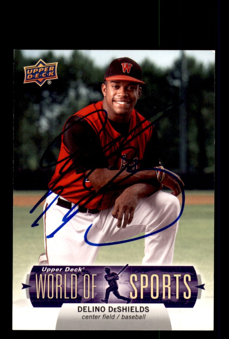 Signed Baseball Card Auto Delino DeShields 2011 Upper Deck World of Sports #4