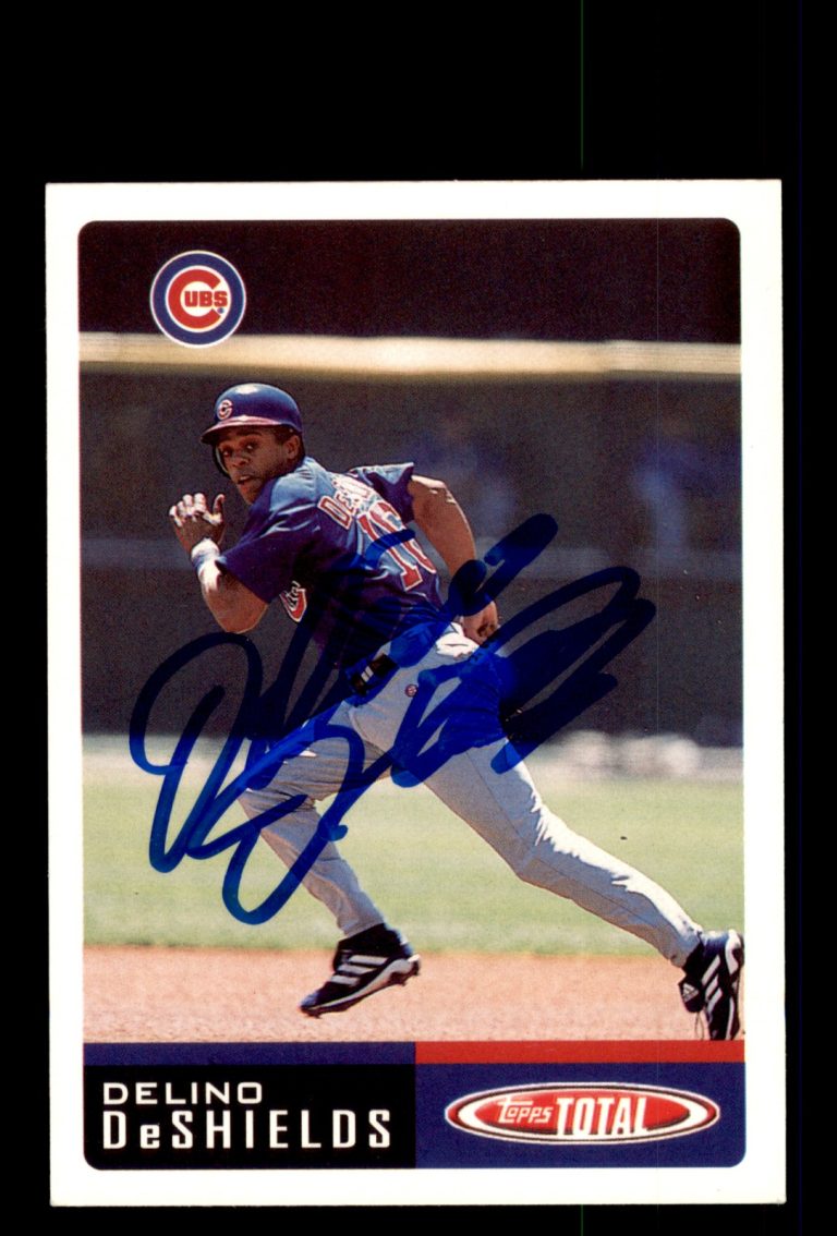 Signed Baseball Card Auto Delino DeShields 2002 Topps Total #399 Chicago Cubs