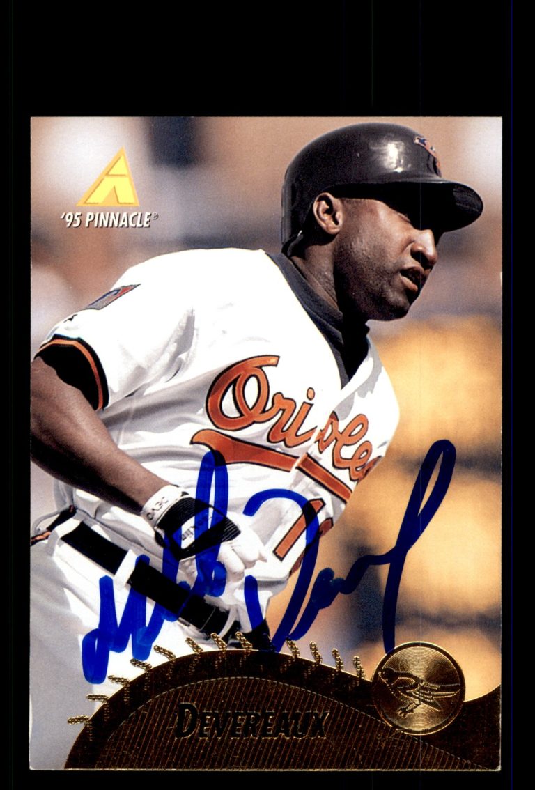 Signed Baseball Card Auto Mike Devereaux 1995 Pinnacle #399 Baltimore Orioles