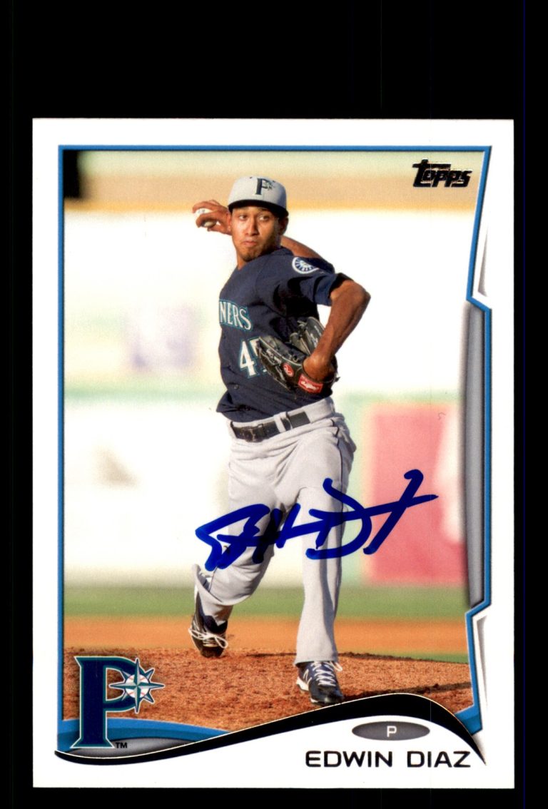 Signed Baseball Card Auto Edwin Diaz 2014 Topps Pro Debut #116 Pulaski Mariners