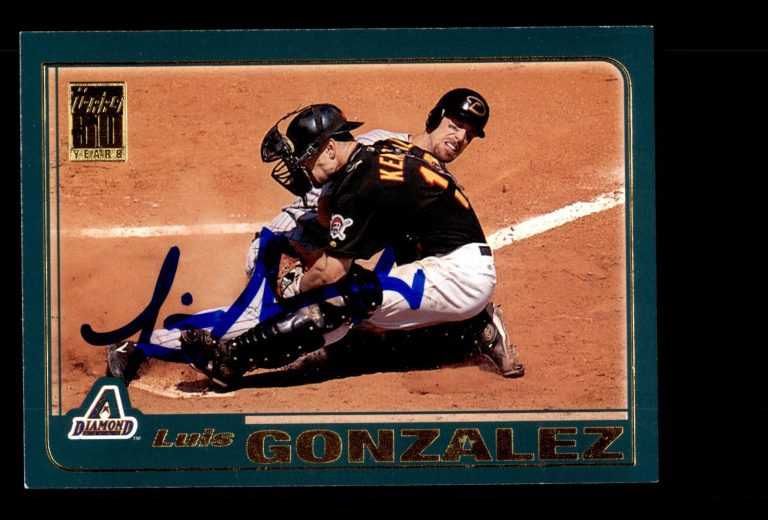 Signed Baseball Card Auto Luis Gonzalez 2001 Topps #674 Arizona Diamondbacks