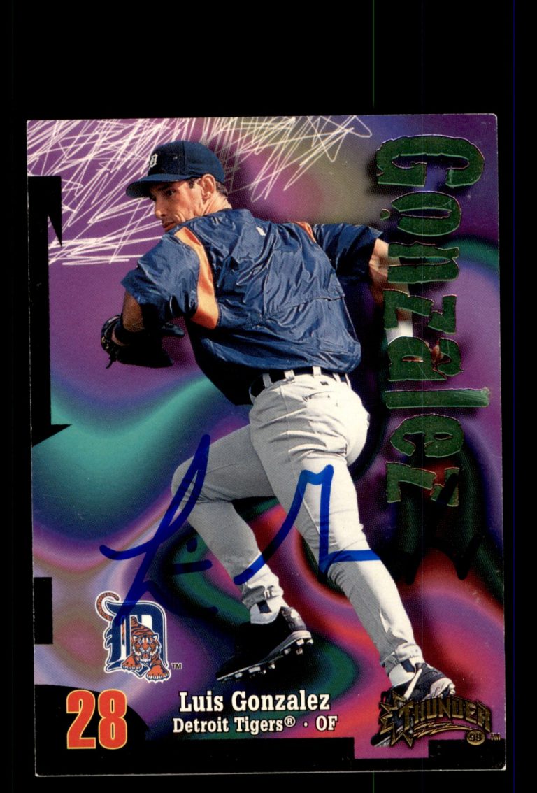 Signed Baseball Card Auto Luis Gonzalez 1998 Circa Thunder #39 Detroit Tigers