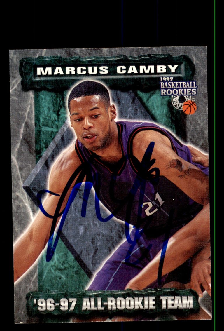 Signed Basketball Card Auto Marcus Camby 1997 Score Board Rookies #74 Raptors