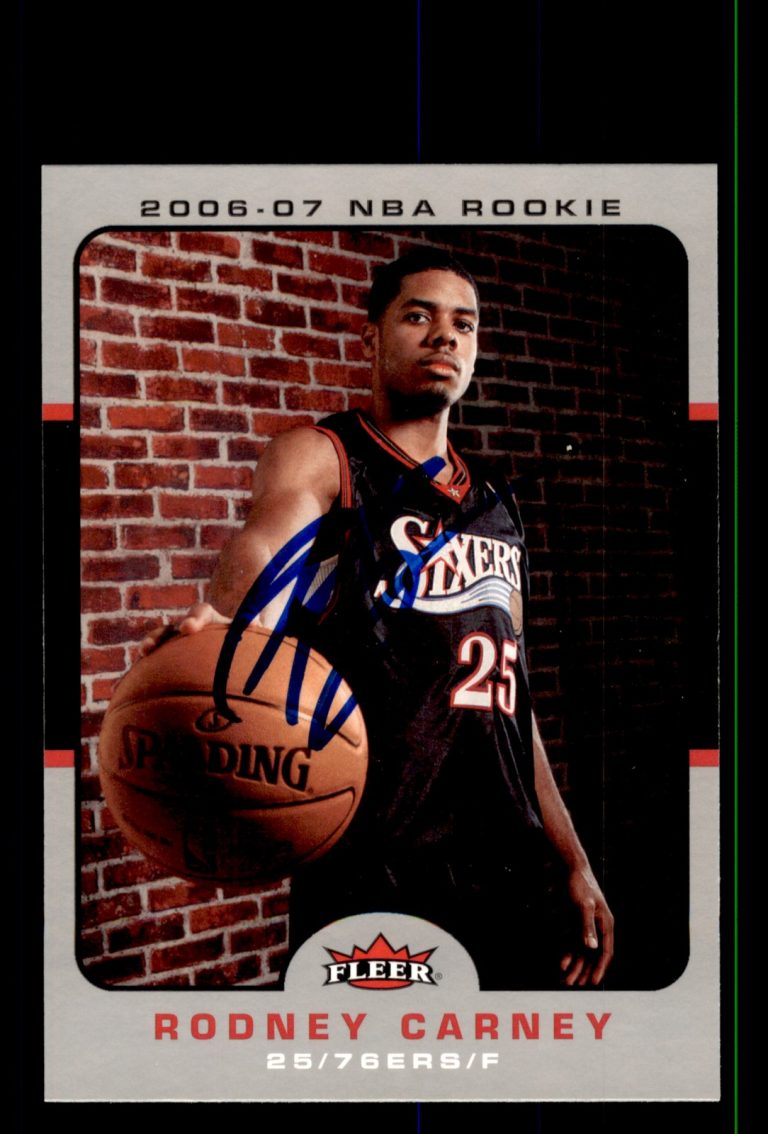 Signed Basketball Card Auto Rodney Carney 2006-07 Fleer #206 Philadelphia 76ers