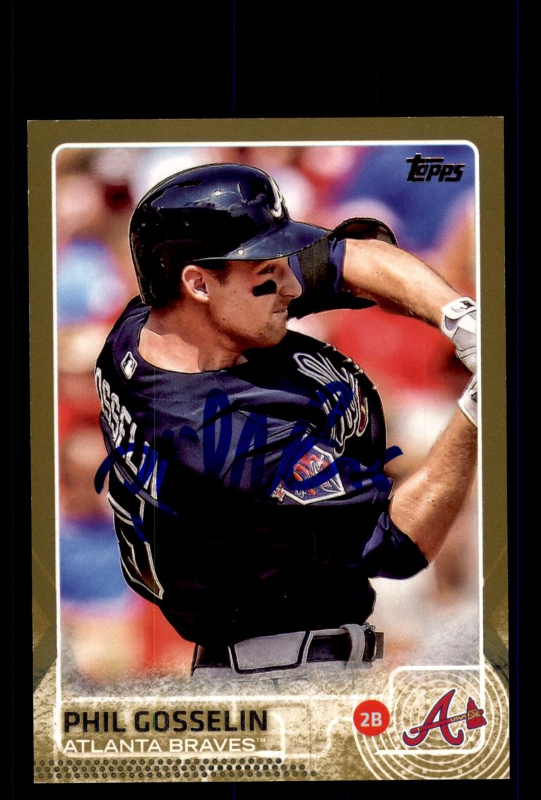 Signed Baseball Card Auto Phil Gosselin 2015 Topps #379 Atlanta Braves Gold