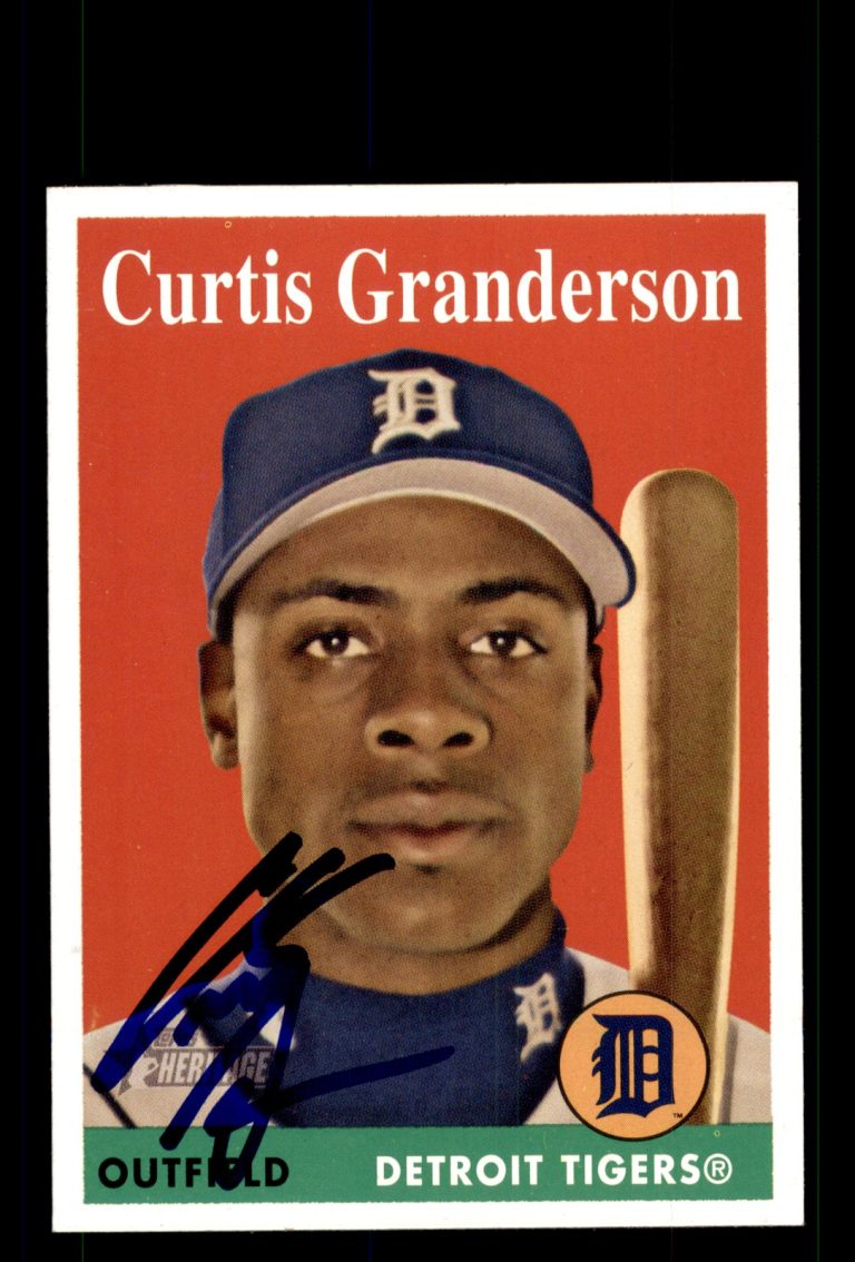 Signed Baseball Card Auto Curtis Granderson 2007 Topps Heritage #434 Tigers