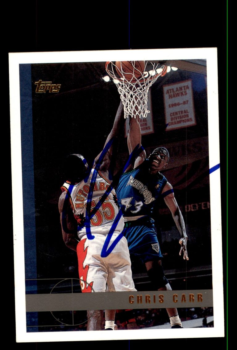 Signed Basketball Card Auto Chris Carr 1997-98 Topps #66 Minnesota Timberwolves