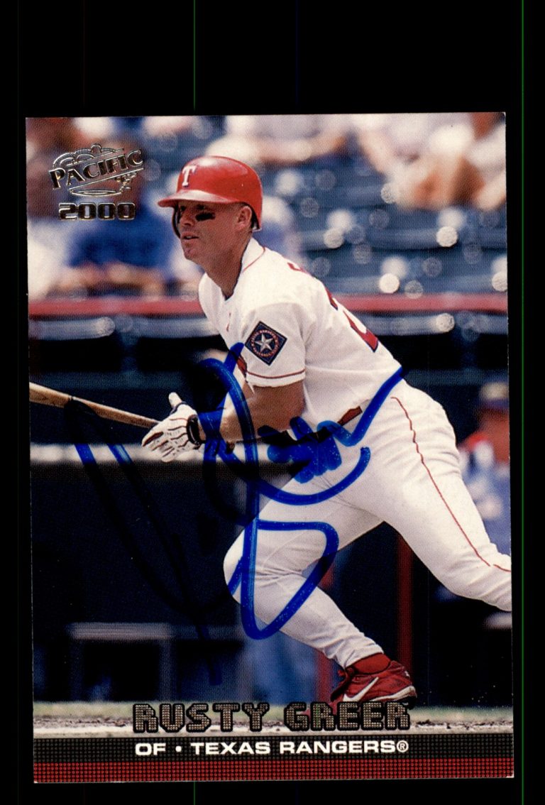 Signed Baseball Card Auto Rusty Greer 2000 Pacific #422 Texas Rangers