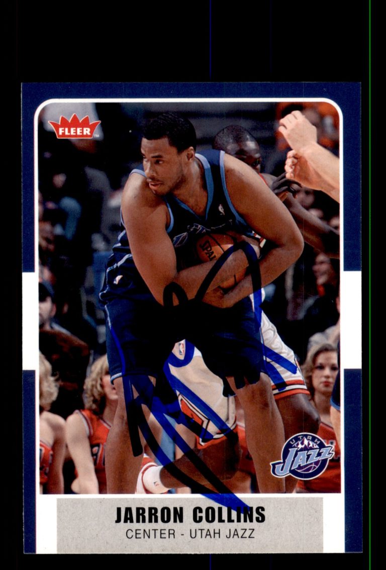 Signed Basketball Card Auto Jarron Collins 2007-08 Fleer #179 Utah Jazz