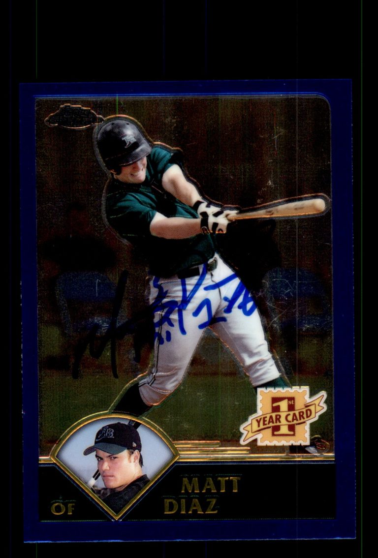 Signed Baseball Card Auto Matt Diaz 2003 Topps Chrome #T170 Rays