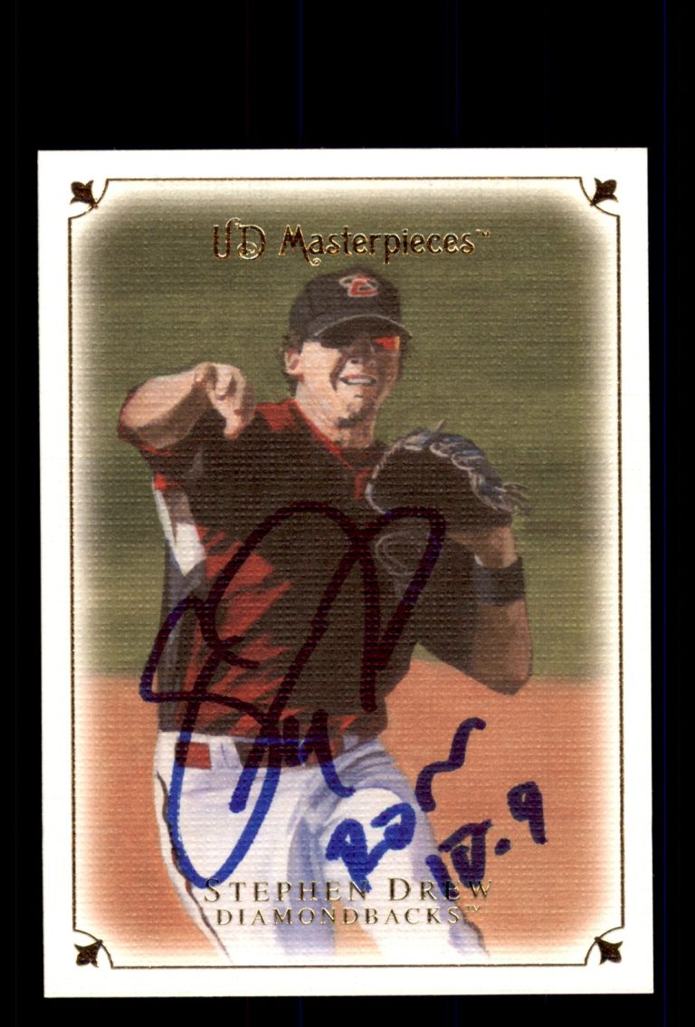 Signed Baseball Card Auto Stephen Drew 2007 Upper Deck Masterpieces #63