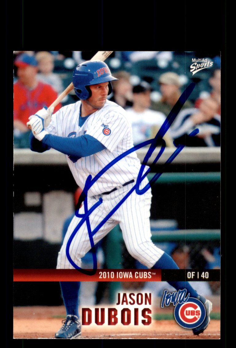 Signed Baseball Card Auto Jason Dubois 2010 MultiAd Iowa Cubs #9 Iowa Cubs