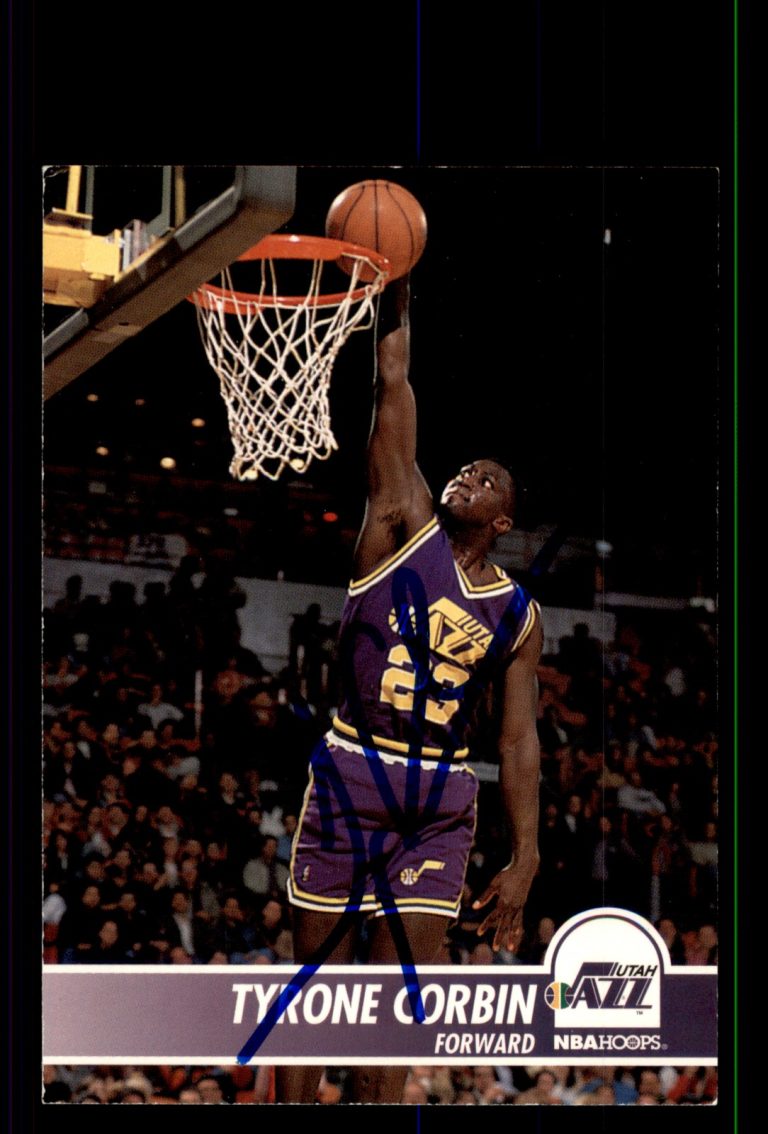 Signed Basketball Card Auto Tyrone Corbin 1994-95 Hoops #209 Utah Jazz