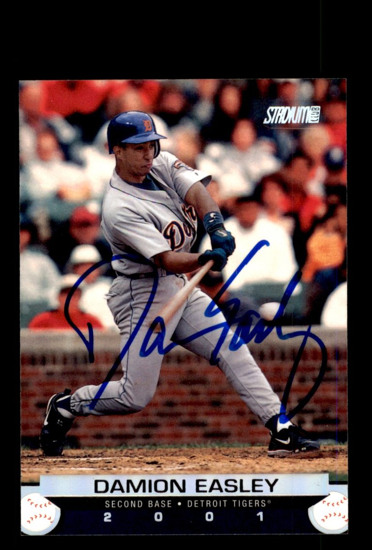Signed Baseball Card Auto Damion Easley 2001 Stadium Club #58 Detroit Tigers