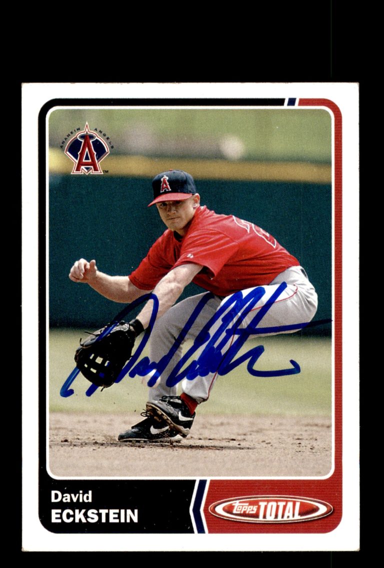 Signed Baseball Card Auto David Eckstein 2003 Topps Total #337 Anaheim Angels