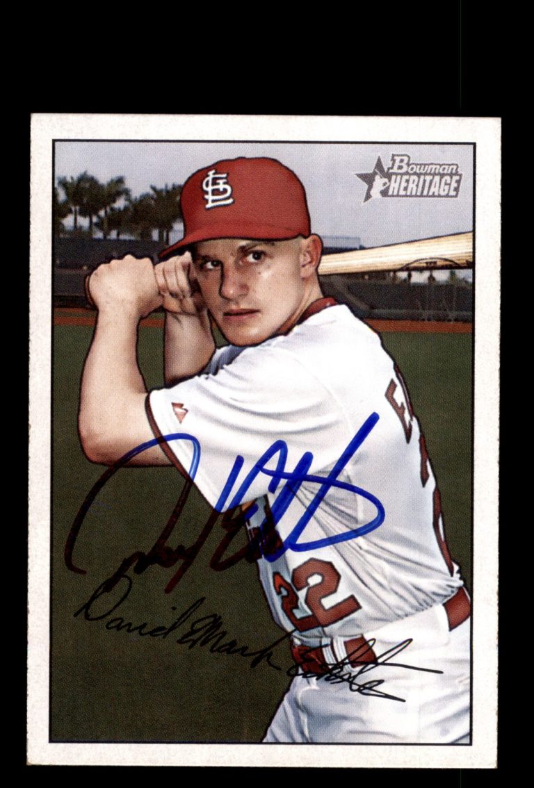 Signed Baseball Card Auto David Eckstein 2007 Bowman Heritage #118 Cardinals