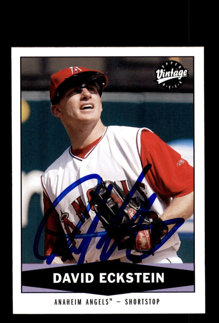 Signed Baseball Card Auto David Eckstein 2004 Upper Deck Vintage #276 Angels