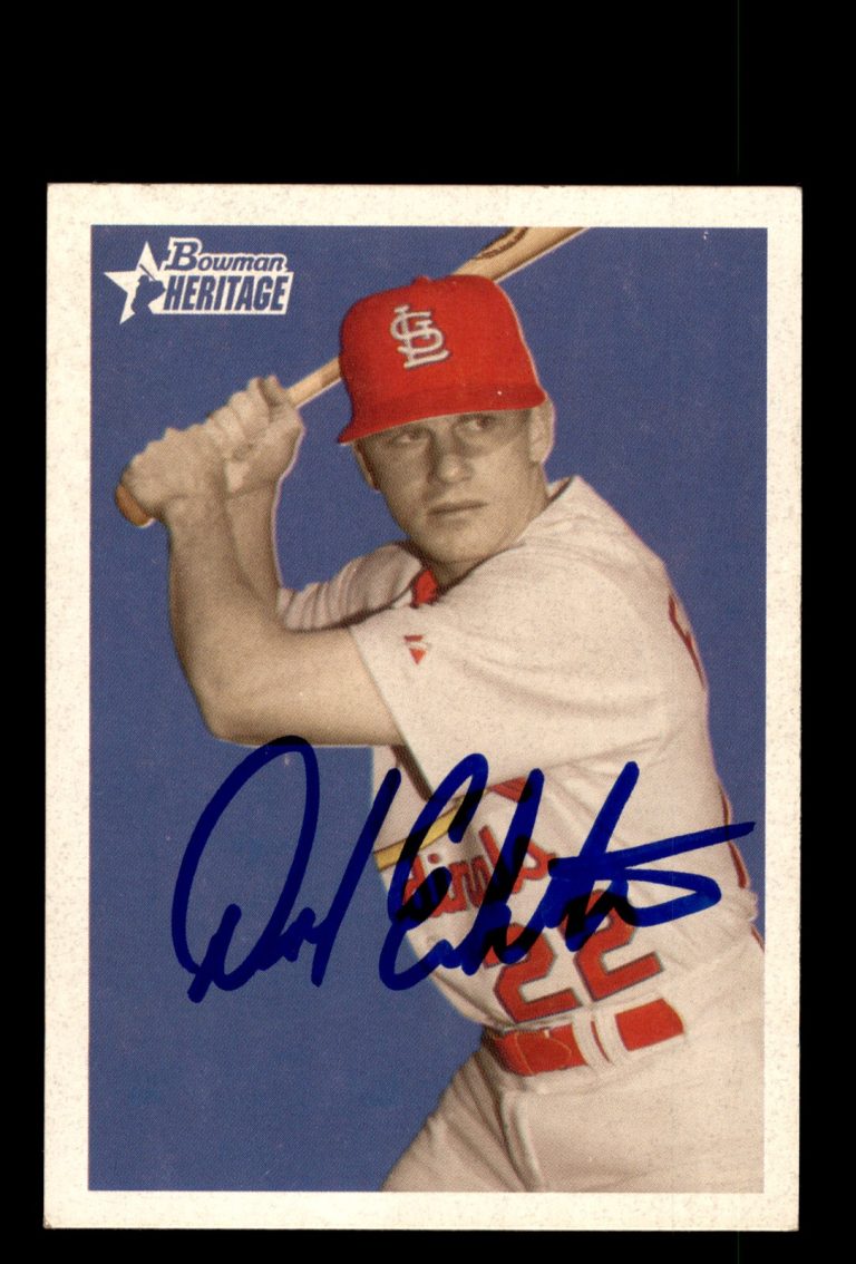 Signed Baseball Card Auto David Eckstein 2006 Bowman Heritage #116 Cardinals