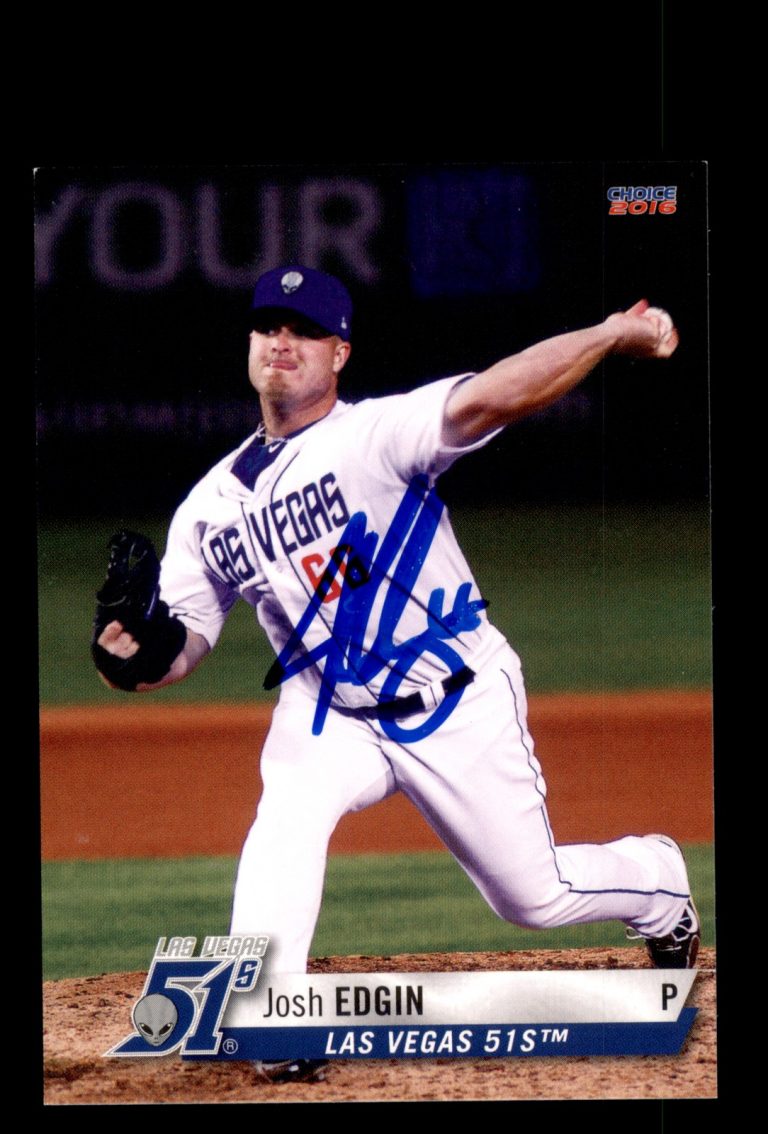 Signed Baseball Card Auto Josh Edgin 2014 Las Vegas 51s MILB