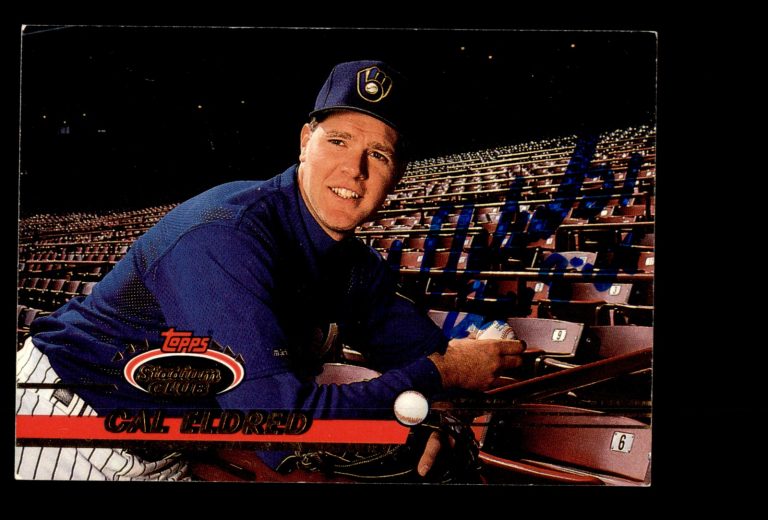 Signed Baseball Card Auto Cal Eldred 1993 Stadium Club #475 Milwaukee Brewers