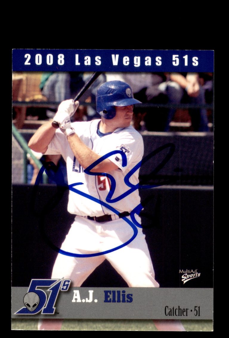 Signed Baseball Card Auto A.J. Ellis 2008 MultiAd Las Vegas 51s #3