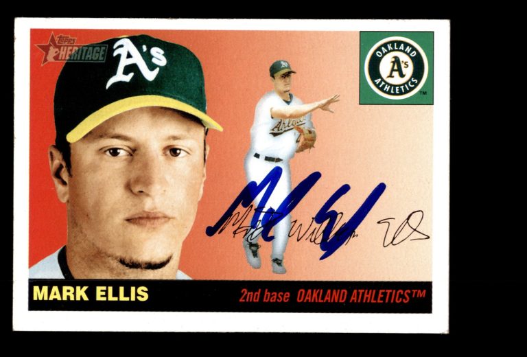 Signed Baseball Card Auto Mark Ellis 2004 Topps Heritage #244 Oakland Athletics