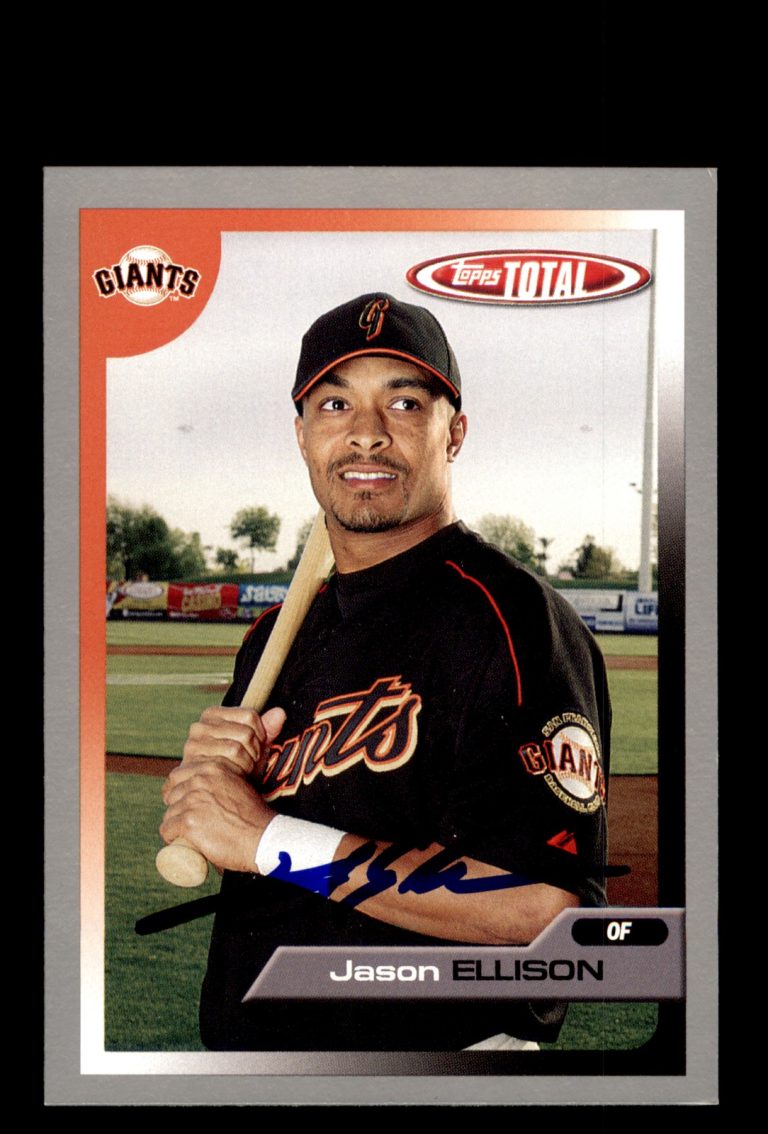 Signed Baseball Card Auto Jason Ellison 2005 Topps Total #563 Giants Silver