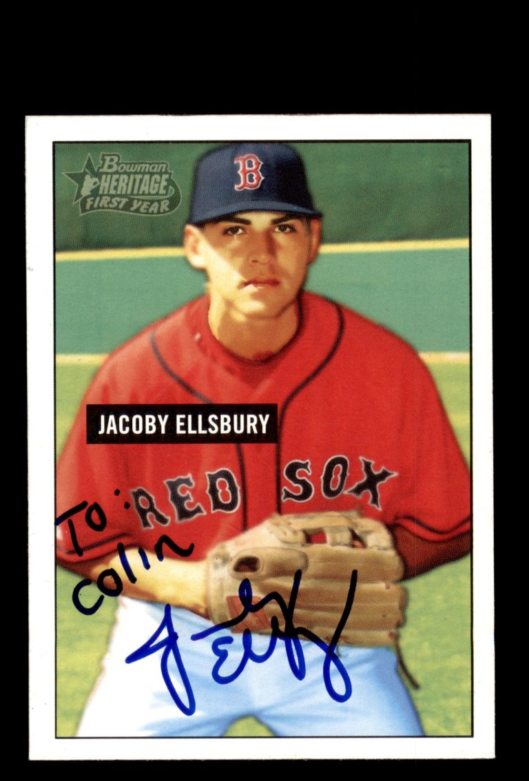 Signed Baseball Card Auto Jacoby Ellsbury 2005 Bowman Heritage #337 Red Sox