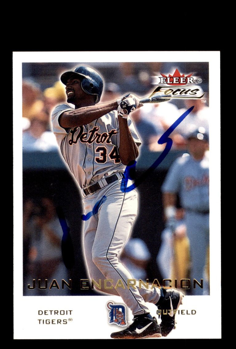 Signed Baseball Card Auto Juan Encarnacion 2001 Fleer Focus #175 Detroit Tigers