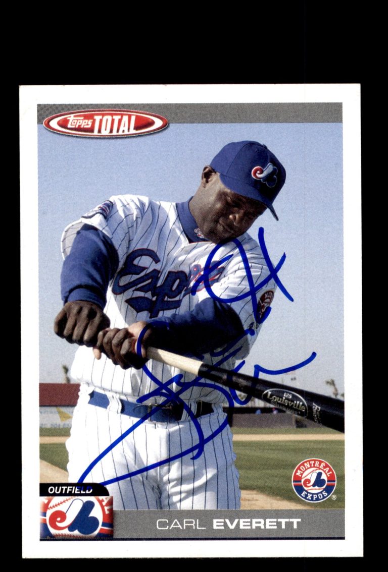 Signed Baseball Card Auto Carl Everett 2004 Topps Total #245 Montreal Expos