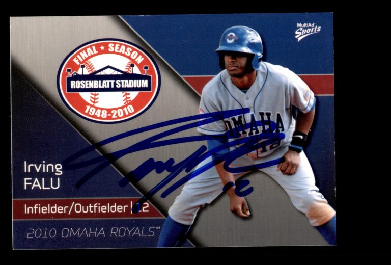 Signed Baseball Card Auto Irving Falu 2010 MultiAd Omaha Royals #8 Omaha Royals
