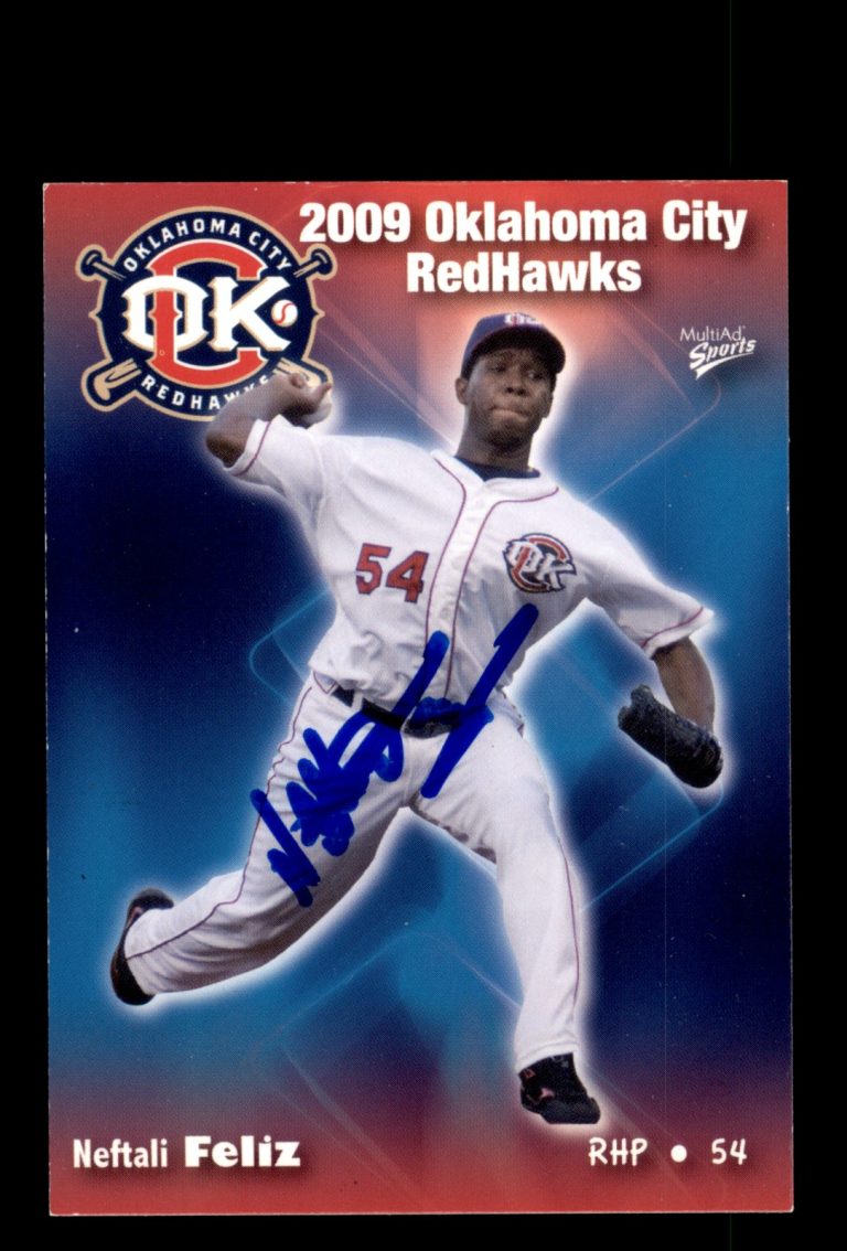 Signed Baseball Card Auto Neftali Feliz 2009 MultiAd Oklahoma City RedHawks #14