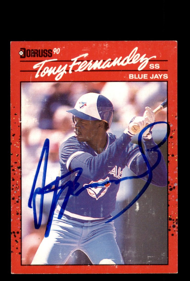 Signed Baseball Card Auto Tony Fernandez 1990 Donruss #149 *Surface Wear*