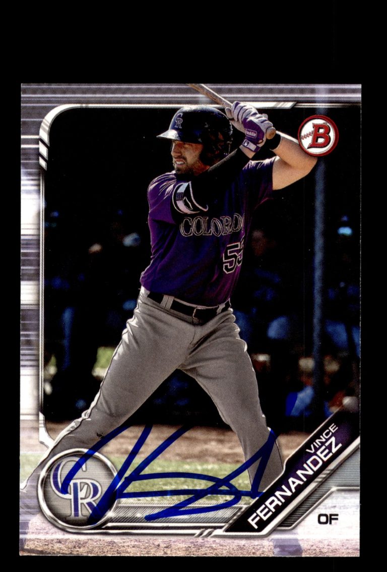 Signed Baseball Card Auto Vince Fernandez 2019 Bowman #BD-137 Rockies