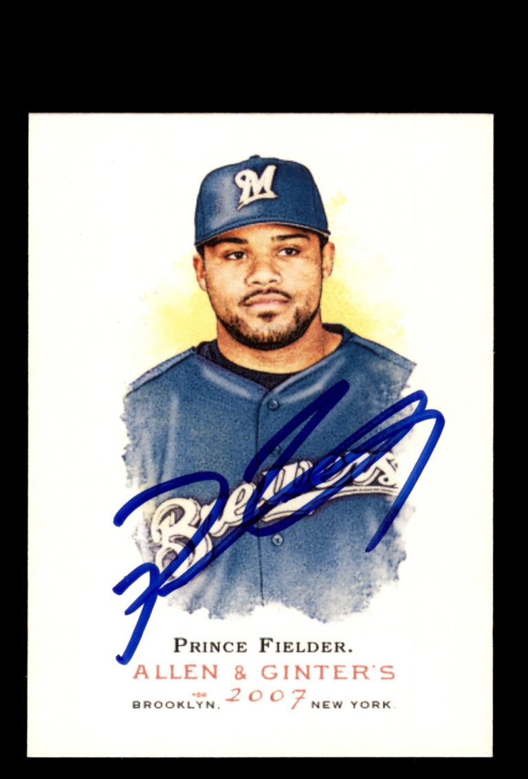 Signed Baseball Card Auto Prince Fielder 2007 Topps Allen & Ginter #290 Brewers