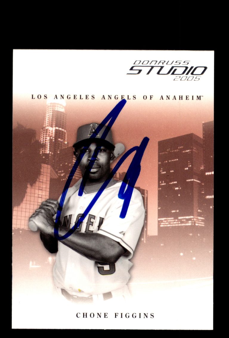 Signed Baseball Card Auto Chone Figgins 2005 Donruss Studio #2 Angels