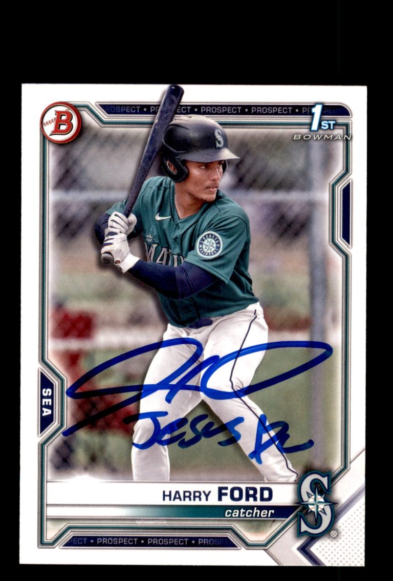 Signed Baseball Card Auto Harry Ford 2021 Bowman Draft #BD-1 Seattle Mariners
