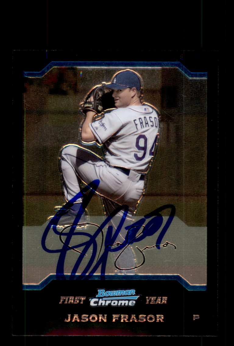 Signed Baseball Card Auto Jason Frasor 2004 Bowman Chrome #213 Dodgers