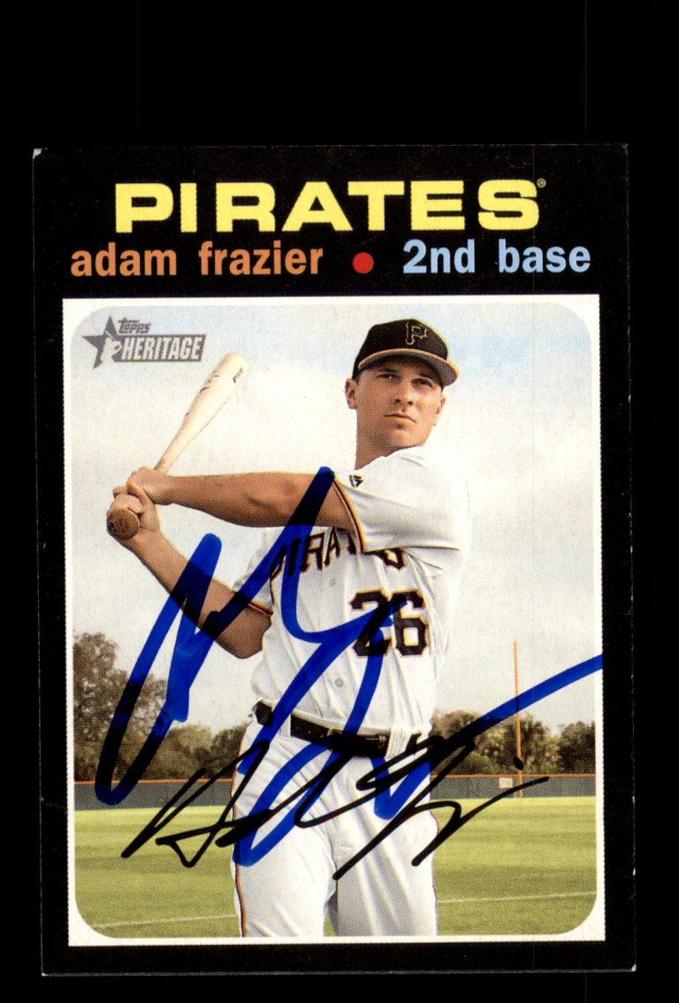 Signed Baseball Card Auto Adam Frazier 2020 Topps Heritage #4 Pittsburgh Pirates