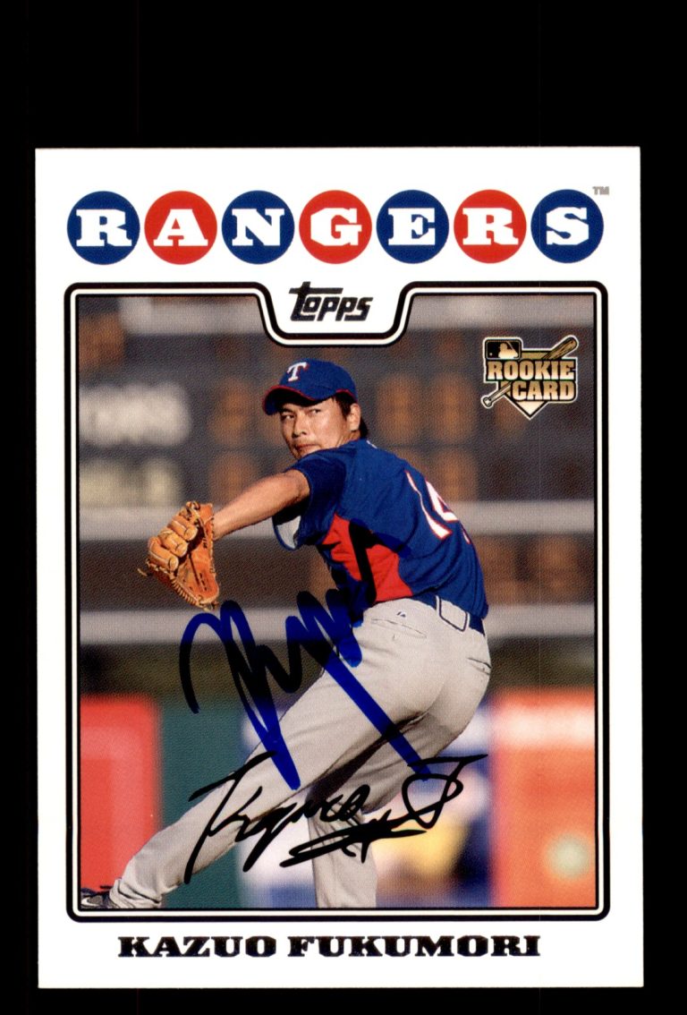 Signed Baseball Card Auto Kazuo Fukumori 2008 Topps #482 Texas Rangers