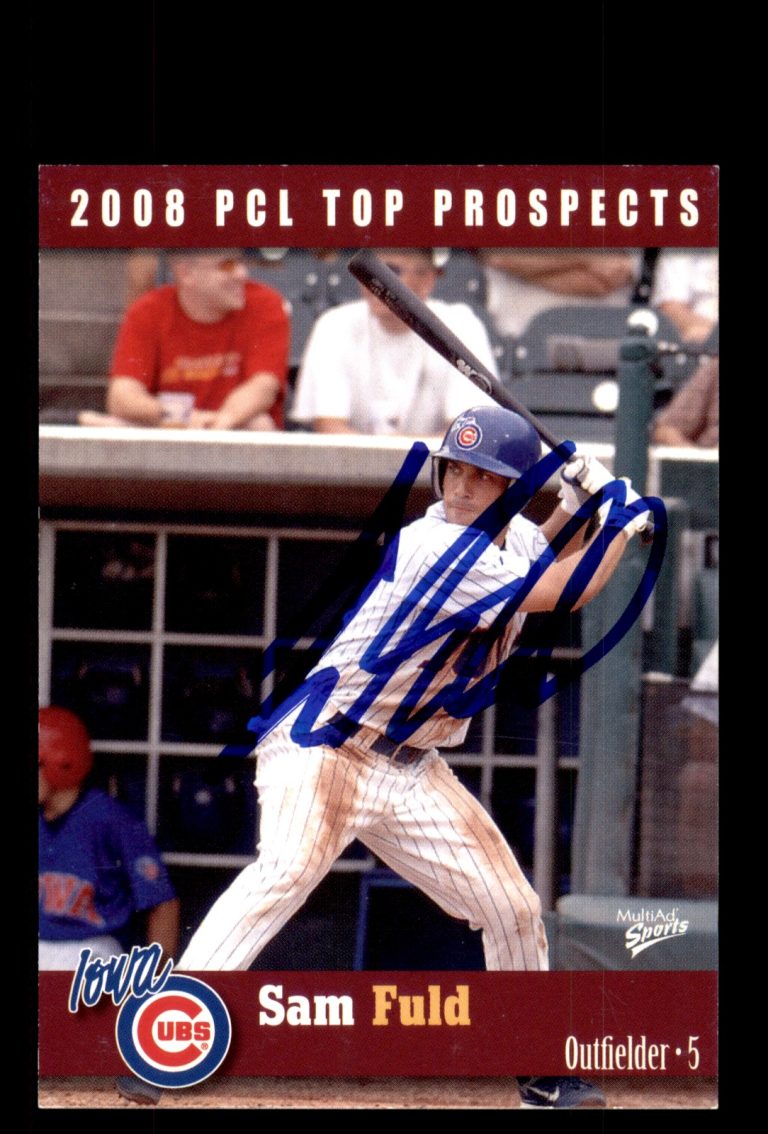 Signed Baseball Card Auto Sam Fuld 2008 Pacific Coast League Top Prospects