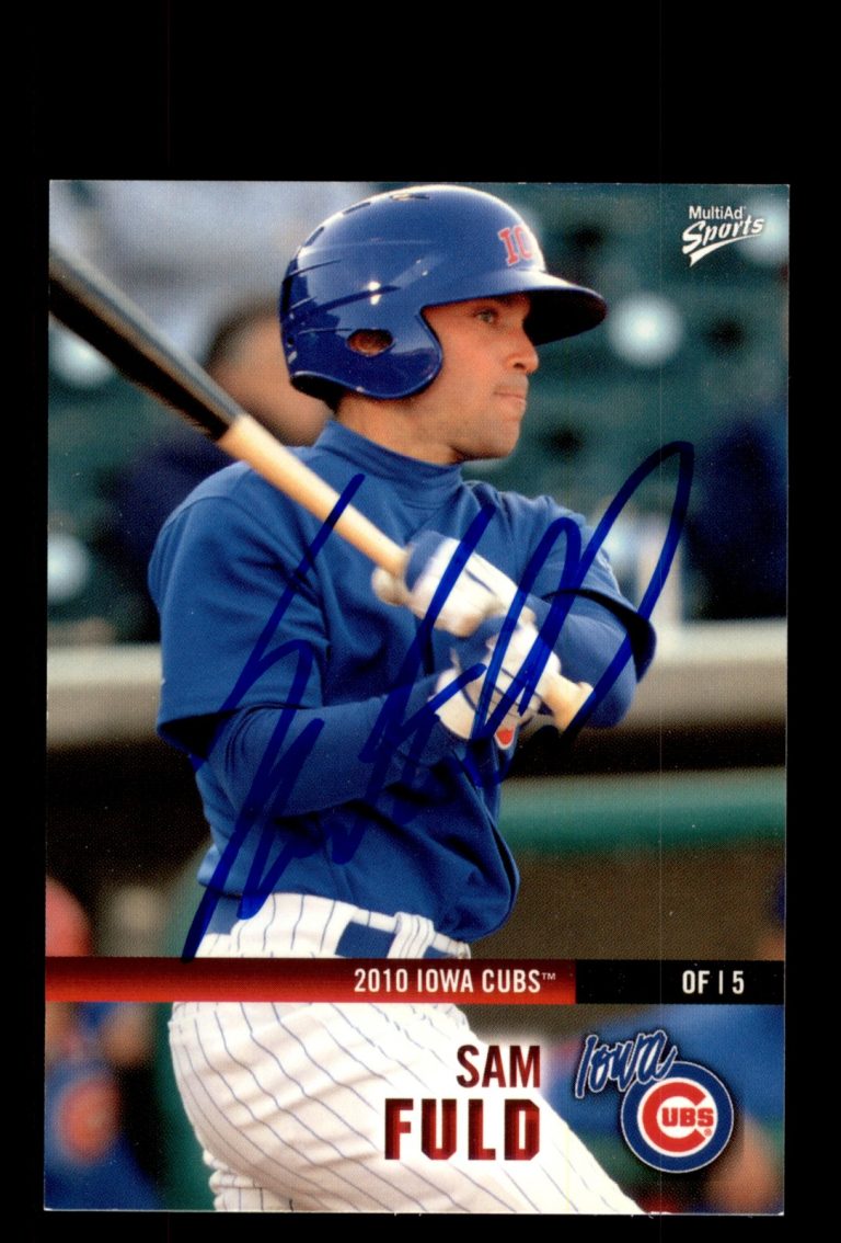 Signed Baseball Card Auto Sam Fuld 2010 MultiAd Iowa Cubs