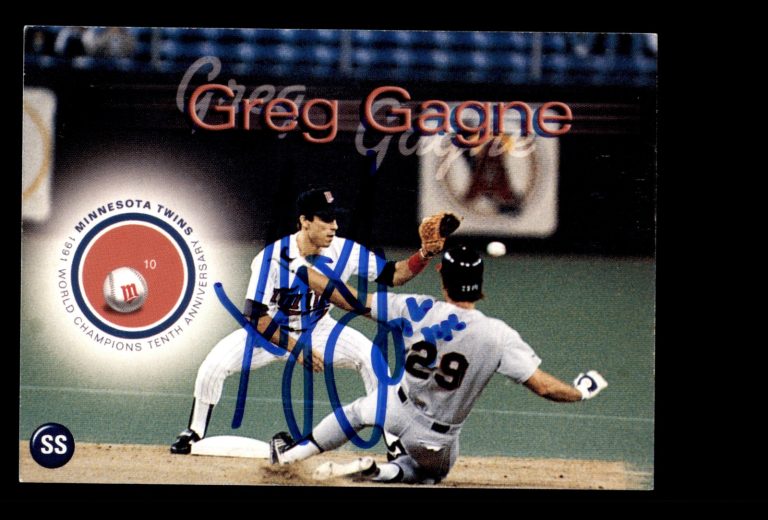 Signed Baseball Card Auto Greg Gagne 2001 Rainbow WS Foods Minnesota Twins