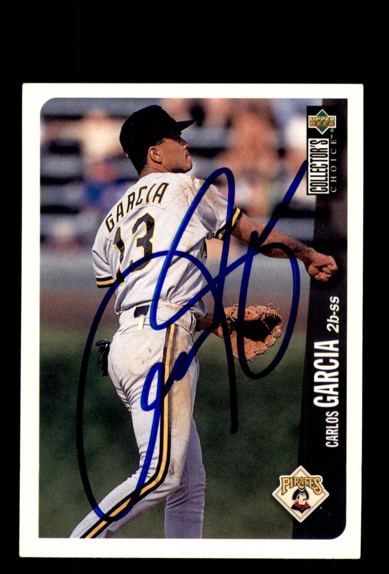 Signed Baseball Card Auto Carlos Garcia 1996 Collector's Choice #685 Pirates