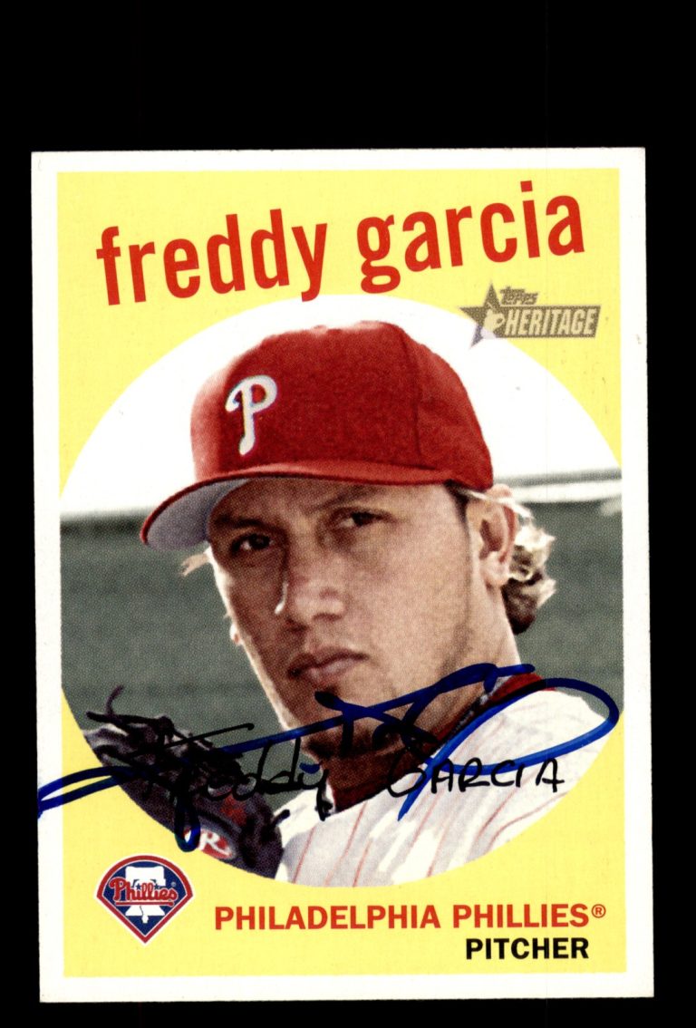 Signed Baseball Card Auto Freddy Garcia 2008 Topps Heritage #254 Phillies