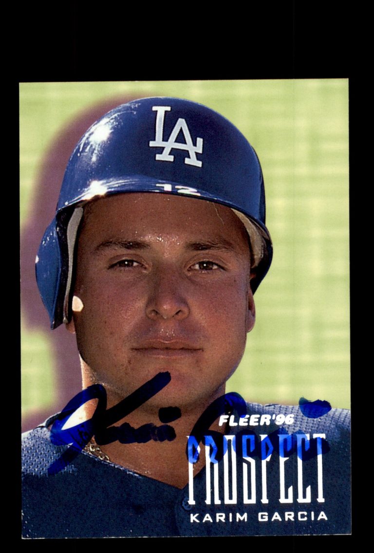 Signed Baseball Card Auto Karim Garcia 1996 Fleer #5 Los Angeles Dodgers
