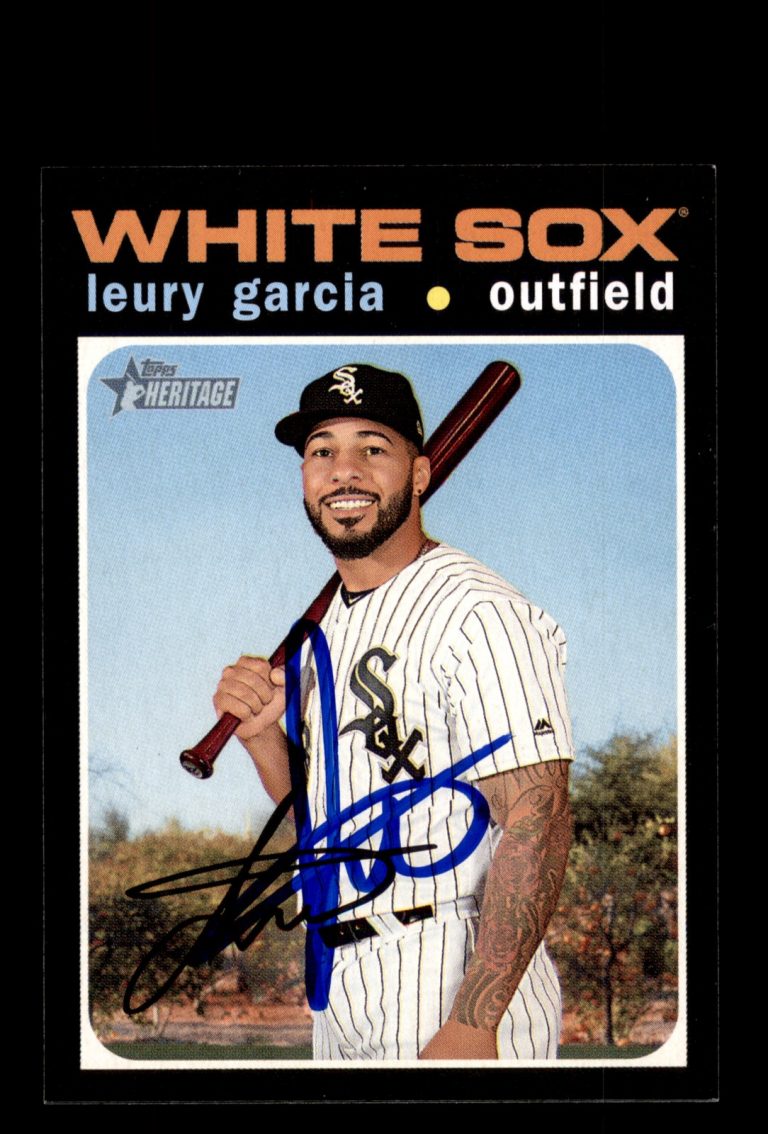 Signed Baseball Card Auto Leury Garcia 2020 Topps Heritage #189 White Sox