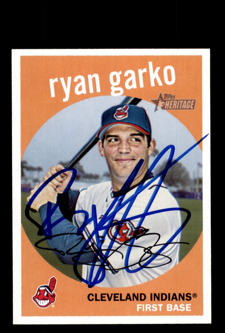 Signed Baseball Card Auto Ryan Garko 2008 Topps Heritage #115 Cleveland Indians