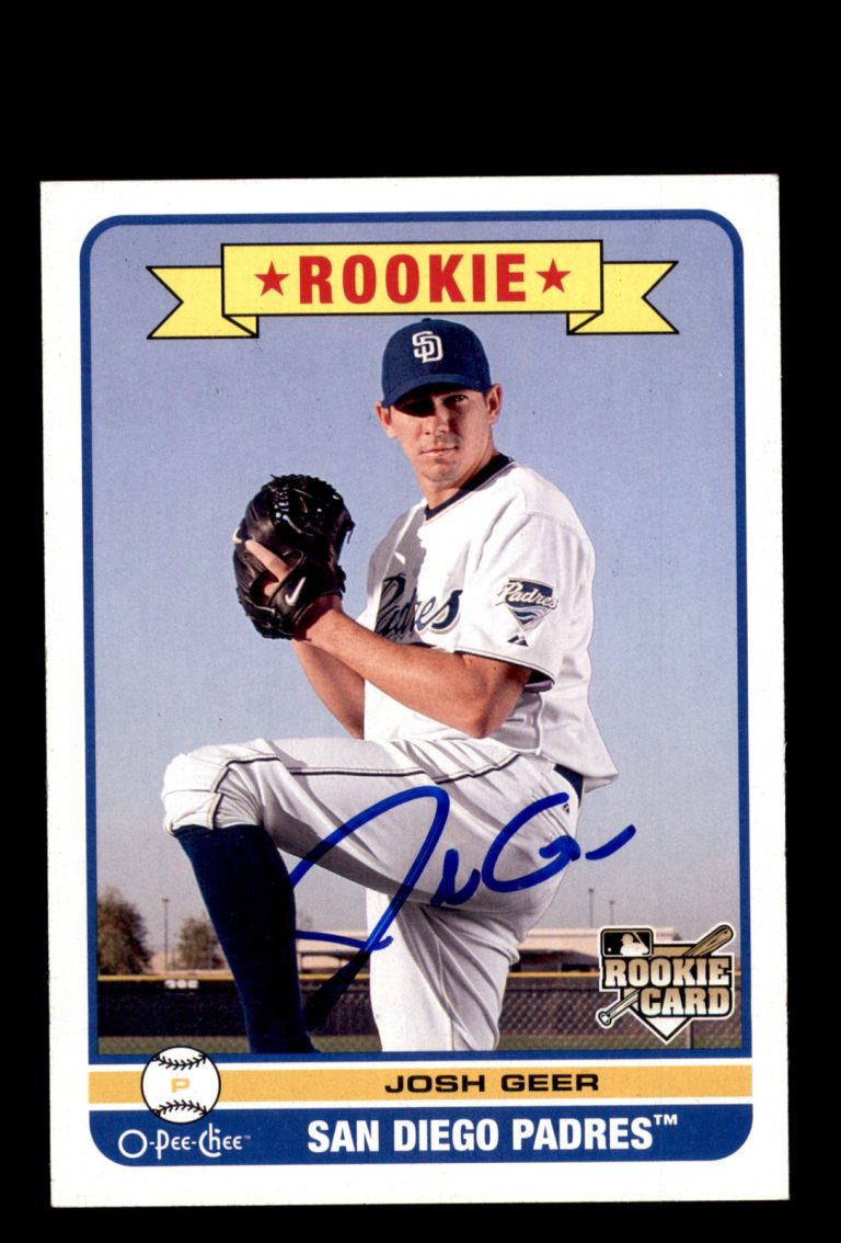 Signed Baseball Card Auto Josh Geer 2009 O-Pee-Chee #565 San Diego Padres