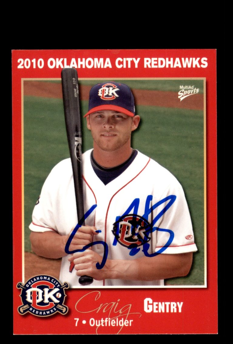 Signed Baseball Card Auto Craig Gentry 2010 MultiAd Oklahoma City RedHawks #9
